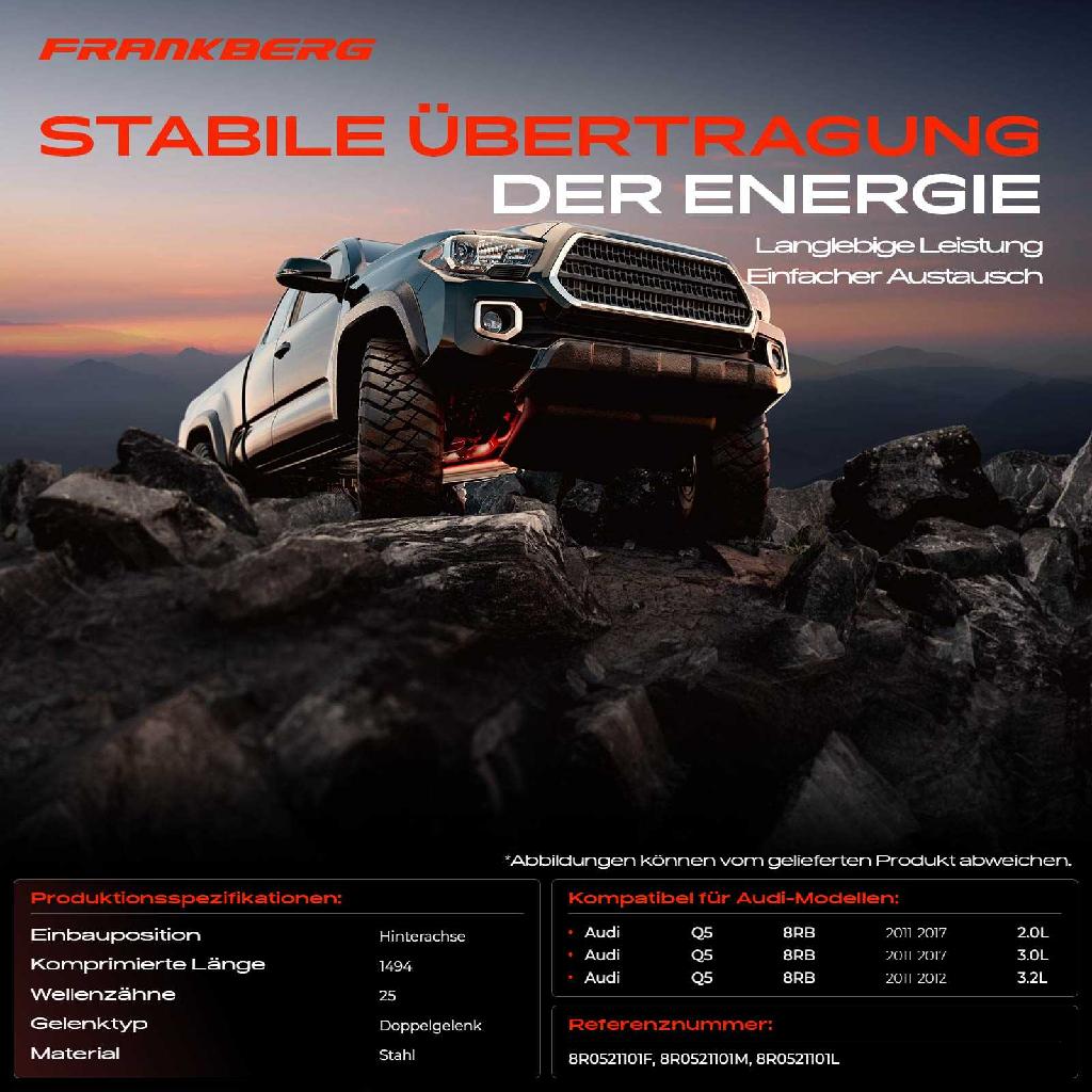 1x Kardanwelle Gelenkwelle Hinterachse für Audi Q5 8RB 2.0L 3.0L 3.2L 2011-2017