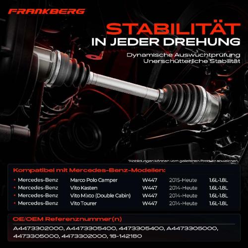 1x Antriebswelle Vorderachse Rechts für Mercedes-Benz Marco Polo Camper Vito W447 Bj ab 2014 Bild 1x Antriebswelle Vorderachse Rechts für Mercedes-Benz Marco Polo Camper Vito W447 Bj ab 2014