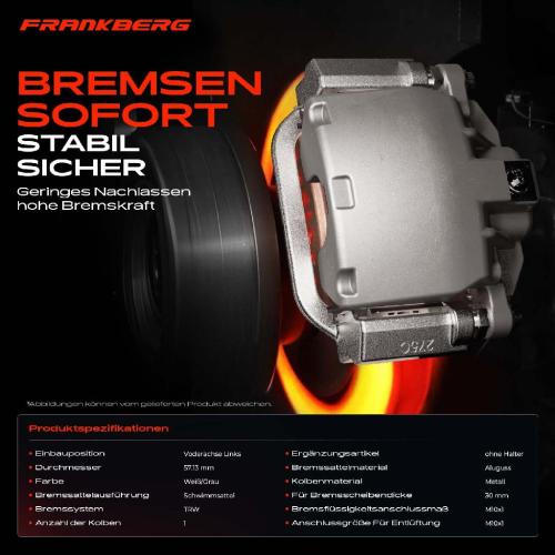 Frankberg 1x Bremssattel Vorderachse Links für Audi A4 8K2 8K5 A5 8T3 8F7 2007-2017 Bild Frankberg 1x Bremssattel Vorderachse Links für Audi A4 8K2 8K5 A5 8T3 8F7 2007-2017