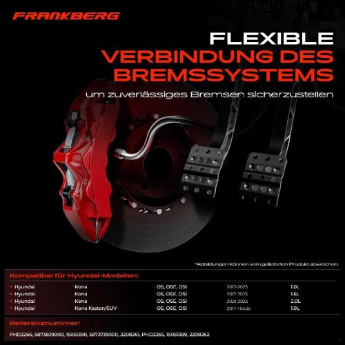 Frankberg 2x Bremsschlauch Bremsschläuche Hinterachse Links oder Rechts für Hyundai Kona OS OSE OSI Bild Frankberg 2x Bremsschlauch Bremsschläuche Hinterachse Links oder Rechts für Hyundai Kona OS OSE OSI