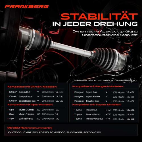 Frankberg 1x Antriebswelle Vorderachse Links f r Peugeot Expert Toyota Proace Citro n Jumpy Bild Frankberg 1x Antriebswelle Vorderachse Links f r Peugeot Expert Toyota Proace Citro n Jumpy