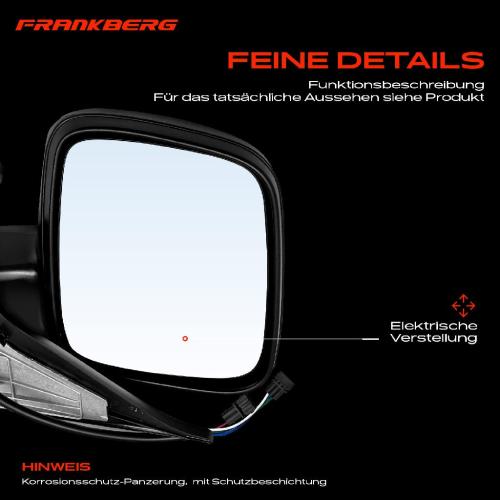 Frankberg 1x Außenspiegel Rechts für VW Transporter IV Bus 70 7D 1.8L 1.9L 2.0L 2.4L 1990-2003 Bild Frankberg 1x Außenspiegel Rechts für VW Transporter IV Bus 70 7D 1.8L 1.9L 2.0L 2.4L 1990-2003