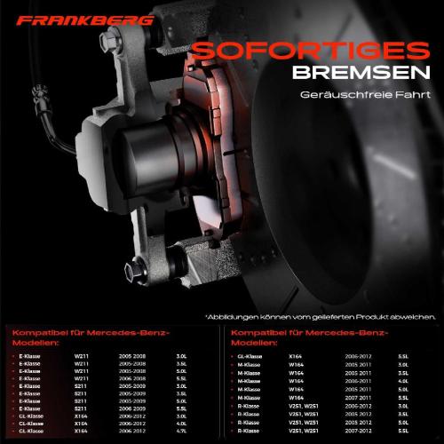 Frankberg 4x Bremsbel ge Vorderachse f r Mercedes-Benz W211 S211 X164 W164 V251 W251 2003-2012 Bild Frankberg 4x Bremsbel ge Vorderachse f r Mercedes-Benz W211 S211 X164 W164 V251 W251 2003-2012