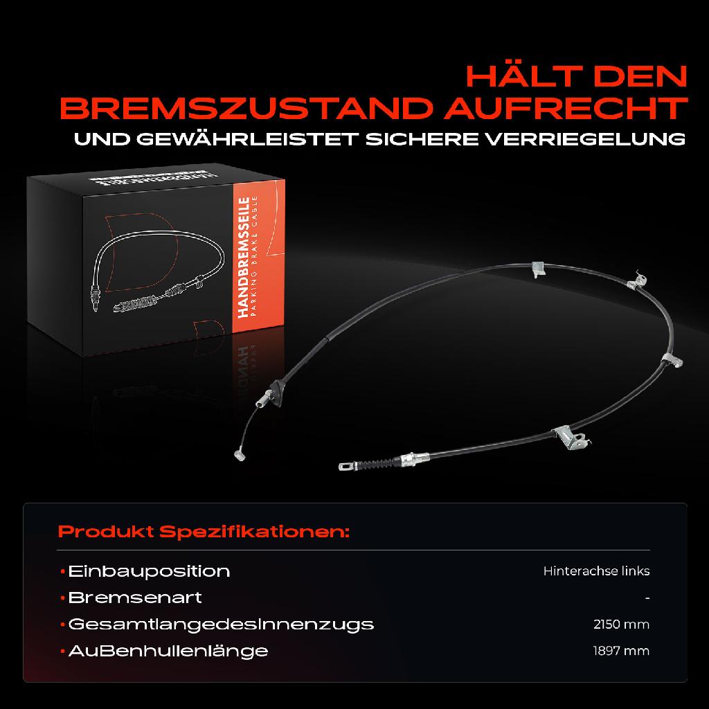 1x Seilzug Feststellbremse Hinterachse links für Honda Civic VIII Hatchback FA FD