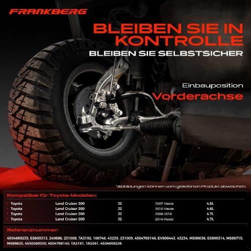 Frankberg 1x Querlenker Satz Vorderachse für Toyota Land Cruiser 200 J2 4.5L 4.6L 4.7L Bj ab 2007 Bild Frankberg 1x Querlenker Satz Vorderachse für Toyota Land Cruiser 200 J2 4.5L 4.6L 4.7L Bj ab 2007