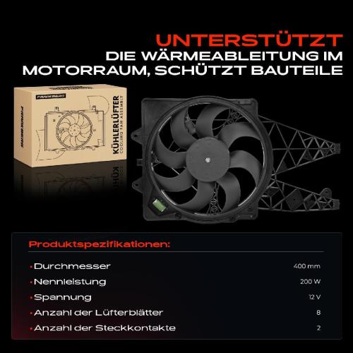 Frankberg 1x Motorkühller Einfachlüfter mit Kühlerlüfterrahmen Fiat Punto Evo 199 Alfa Romeo Mito 955 Bild Frankberg 1x Motorkühller Einfachlüfter mit Kühlerlüfterrahmen Fiat Punto Evo 199 Alfa Romeo Mito 955