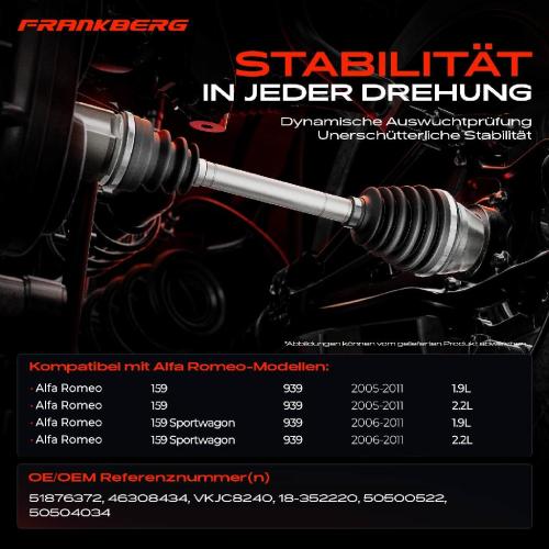 1x Antriebswelle Vorderachse Rechts für Alfa Romeo 159 939 1.9L 2.2L 2005-2011 Bild 1x Antriebswelle Vorderachse Rechts für Alfa Romeo 159 939 1.9L 2.2L 2005-2011