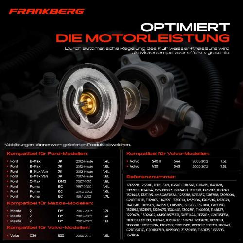1x Thermostat Kühlmittel für Ford Focus Fiesta VI Mondeo IV Fusion Mazda Volvo Bild 1x Thermostat Kühlmittel für Ford Focus Fiesta VI Mondeo IV Fusion Mazda Volvo