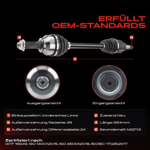 Frankberg 1x Antriebswelle Vorderachse Links für Mazda 3 Stufenheck BL 1.6L 2009-2014 Bild Frankberg 1x Antriebswelle Vorderachse Links für Mazda 3 Stufenheck BL 1.6L 2009-2014