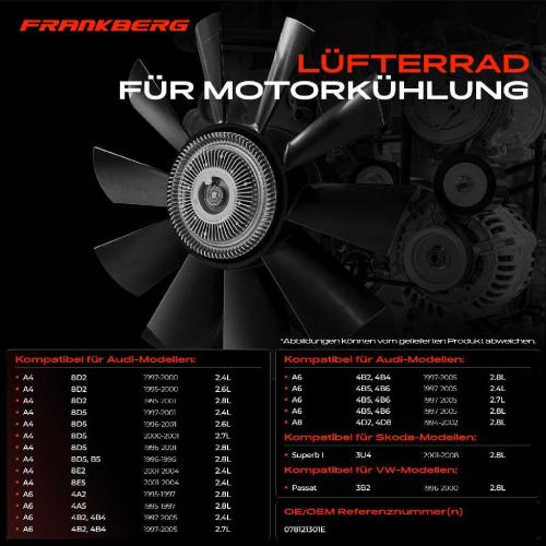 1x Lüfterrad Motorkühlung für VW Passat Variant 3B Audi A4 A6 Avant 8D 4B A8 4D Bild 1x Lüfterrad Motorkühlung für VW Passat Variant 3B Audi A4 A6 Avant 8D 4B A8 4D