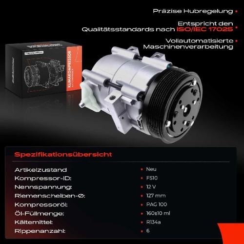 1x Klimakompressor für Ford Maverick 3.0L Mondeo III 2.0L 2.2L Transit 2.0L 1993-2007 Bild 1x Klimakompressor für Ford Maverick 3.0L Mondeo III 2.0L 2.2L Transit 2.0L 1993-2007