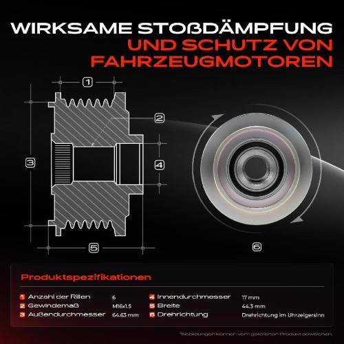 1x Generatorfreilauf Lichtmaschine für Audi A4 8E A6 Avant 4F2 4F5 A7 Sportback Bild 1x Generatorfreilauf Lichtmaschine für Audi A4 8E A6 Avant 4F2 4F5 A7 Sportback