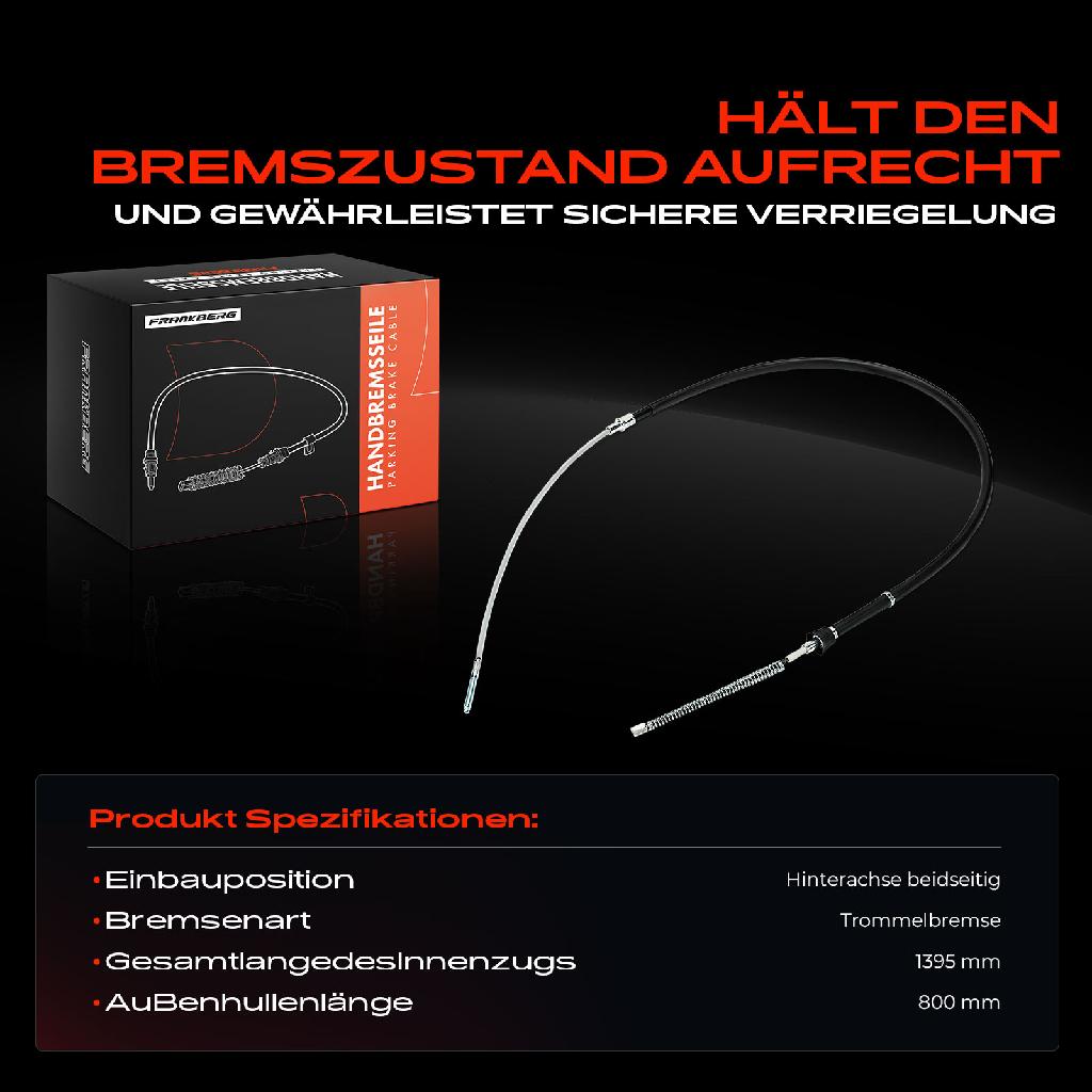 1x Seilzug Feststellbremse Hinterachse beidseitig für VW Lupo 6E1 6X1 Seat Arosa 6H1 1997-2005
