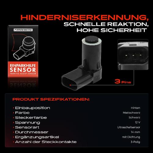 Frankberg 1x Parksensor PDC Sensor Hinten für Skoda Superb I 3U4 2001-2008 1.9L 2.5L Bild Frankberg 1x Parksensor PDC Sensor Hinten für Skoda Superb I 3U4 2001-2008 1.9L 2.5L
