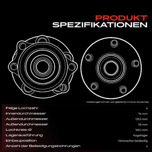 1x Radnabe Radlagersatz Hinterachse beidseitig für Toyota IQ J1 1.0L 1.3L 1.4L 2009-2014 Bild 1x Radnabe Radlagersatz Hinterachse beidseitig für Toyota IQ J1 1.0L 1.3L 1.4L 2009-2014