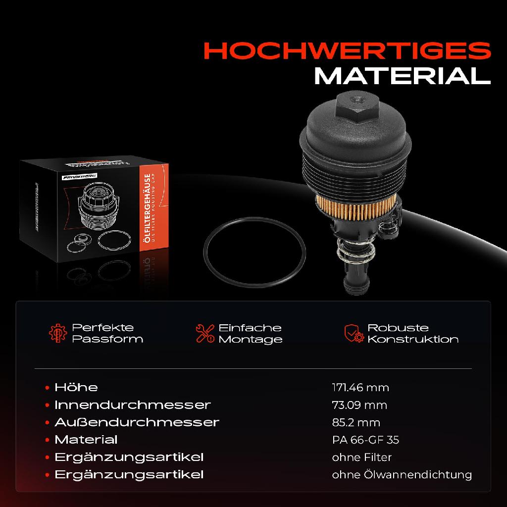 1x Ölfiltergehäuse Deckel für VW Golf 5 6 EOS CC Passat Polo Tiguan Touran Audi A1 A3 1.4L