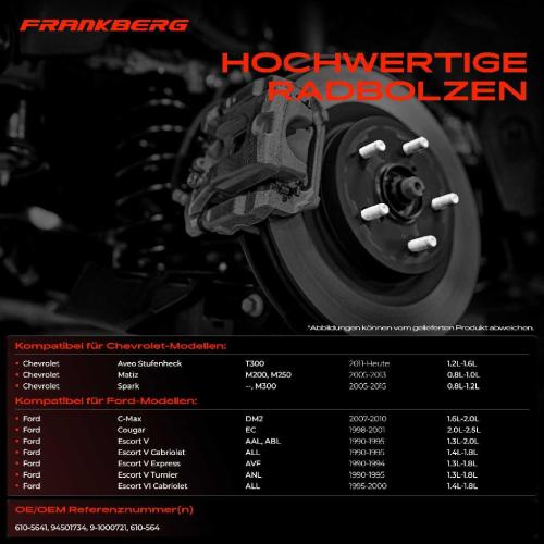 8x Radbolzen für Chevrolet Aveo Hyundai i10 Ford C-Max KIA Mazda Bild 8x Radbolzen für Chevrolet Aveo Hyundai i10 Ford C-Max KIA Mazda