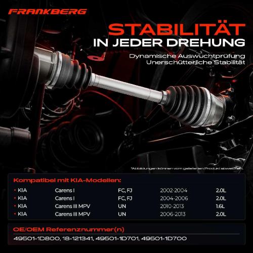 1x Antriebswelle Vorderachse Links für KIA Carens II MPV FJ 2002-2013 Bild 1x Antriebswelle Vorderachse Links für KIA Carens II MPV FJ 2002-2013