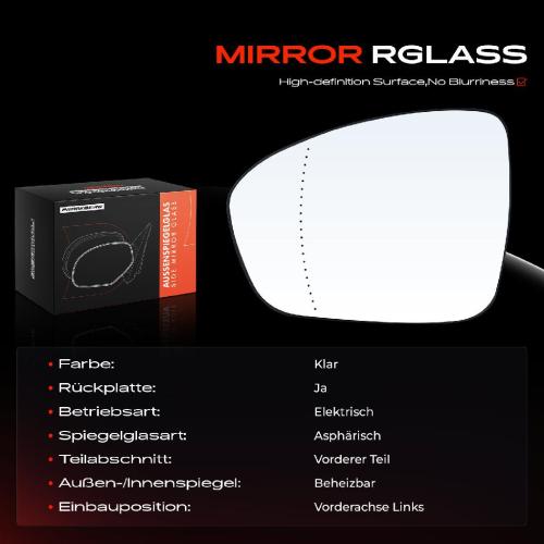 1x Spiegelglas Außenspiegel links für Renault Megane IV Grandtour Schrägheck Clio V Bild 1x Spiegelglas Außenspiegel links für Renault Megane IV Grandtour Schrägheck Clio V