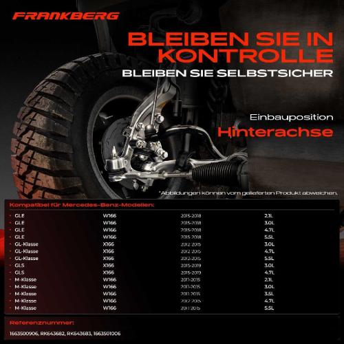 Frankberg 1x Querlenker Satz Hinterachse für Mercedes-Benz GLE W166 GL-Klasse X166 GLS M-Klasse W166 2011-2019 Bild Frankberg 1x Querlenker Satz Hinterachse für Mercedes-Benz GLE W166 GL-Klasse X166 GLS M-Klasse W166 2011-2019