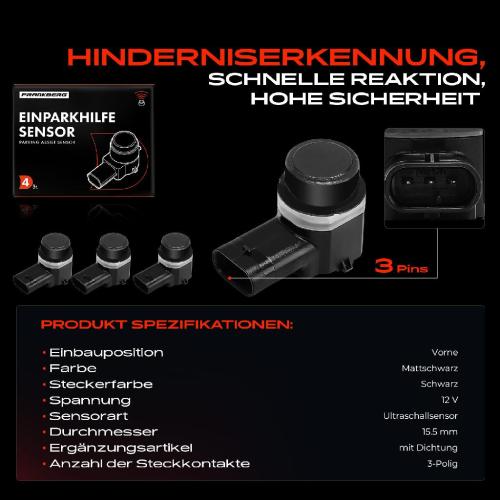 4x Parksensor PDC Sensor Vorne für VW Golf EOS Audi A3 A6 Q3 Skoda Superb Seat Bild 4x Parksensor PDC Sensor Vorne für VW Golf EOS Audi A3 A6 Q3 Skoda Superb Seat