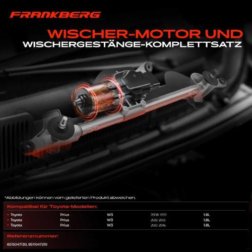 Frankberg 1x Wischerarm Scheibenwischer Vorne für Toyota Prius W3 1.8L 2008-2016 Bild Frankberg 1x Wischerarm Scheibenwischer Vorne für Toyota Prius W3 1.8L 2008-2016