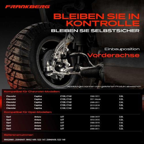 Frankberg 1x Querlenker Satz Vorderachse für Chevrolet Captiva Opel Antara 2.0L 2.2L 2.4L 3.0L 3.2L Bj ab 2006 Bild Frankberg 1x Querlenker Satz Vorderachse für Chevrolet Captiva Opel Antara 2.0L 2.2L 2.4L 3.0L 3.2L Bj ab 2006