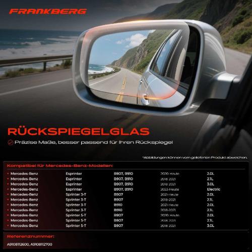 1x Spiegelglas Außenspiegel links für Mercedes-Benz Sprinter 3,5-T Pritsche/Fahrgestell B907 B910 Bild 1x Spiegelglas Außenspiegel links für Mercedes-Benz Sprinter 3,5-T Pritsche/Fahrgestell B907 B910