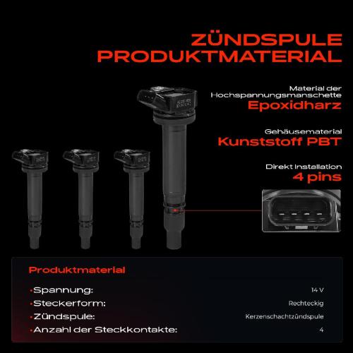 Frankberg 4x Zündspule Zündkerze für Toyota Celica T23 Corolla E12 1.8L 1999-2007 Bild Frankberg 4x Zündspule Zündkerze für Toyota Celica T23 Corolla E12 1.8L 1999-2007