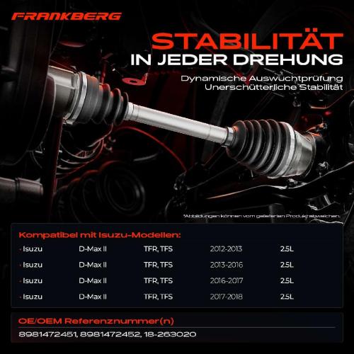 1x Antriebswelle Vorderachse für Isuzu D-Max II TFR TFS 2.5L 2012-2018 Bild 1x Antriebswelle Vorderachse für Isuzu D-Max II TFR TFS 2.5L 2012-2018