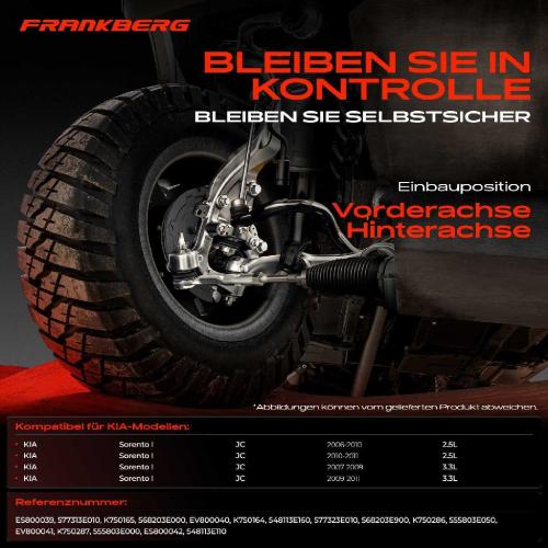 Frankberg 1x Querlenker Satz Vorderachse für KIA Sorento I JC Sorento I Van 2.5L 3.3L 2006-2011 Bild Frankberg 1x Querlenker Satz Vorderachse für KIA Sorento I JC Sorento I Van 2.5L 3.3L 2006-2011