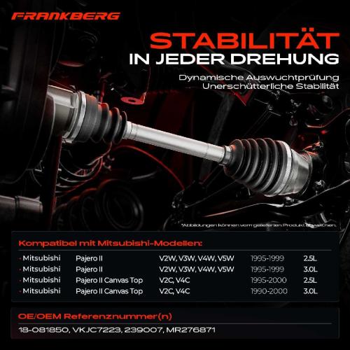 1x Antriebswelle Vorderachse Links für Mitsubishi Pajero II Canvas Top V2W V3W V4W V5W V2C V4C Bild 1x Antriebswelle Vorderachse Links für Mitsubishi Pajero II Canvas Top V2W V3W V4W V5W V2C V4C