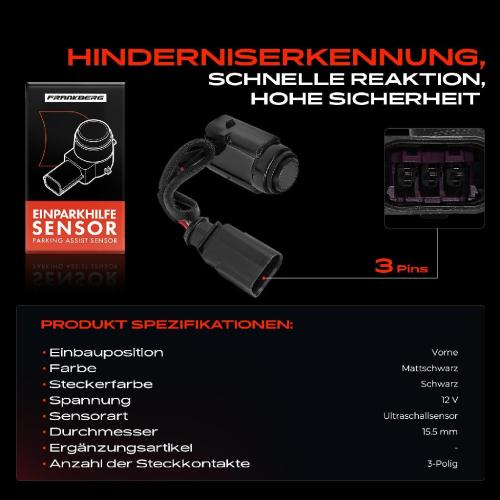 Frankberg 1x Parksensor PDC Sensor Vorne für VW New Beetle 1C1 9C1 1Y7 Phaeton 3D1 3D2 Bild Frankberg 1x Parksensor PDC Sensor Vorne für VW New Beetle 1C1 9C1 1Y7 Phaeton 3D1 3D2