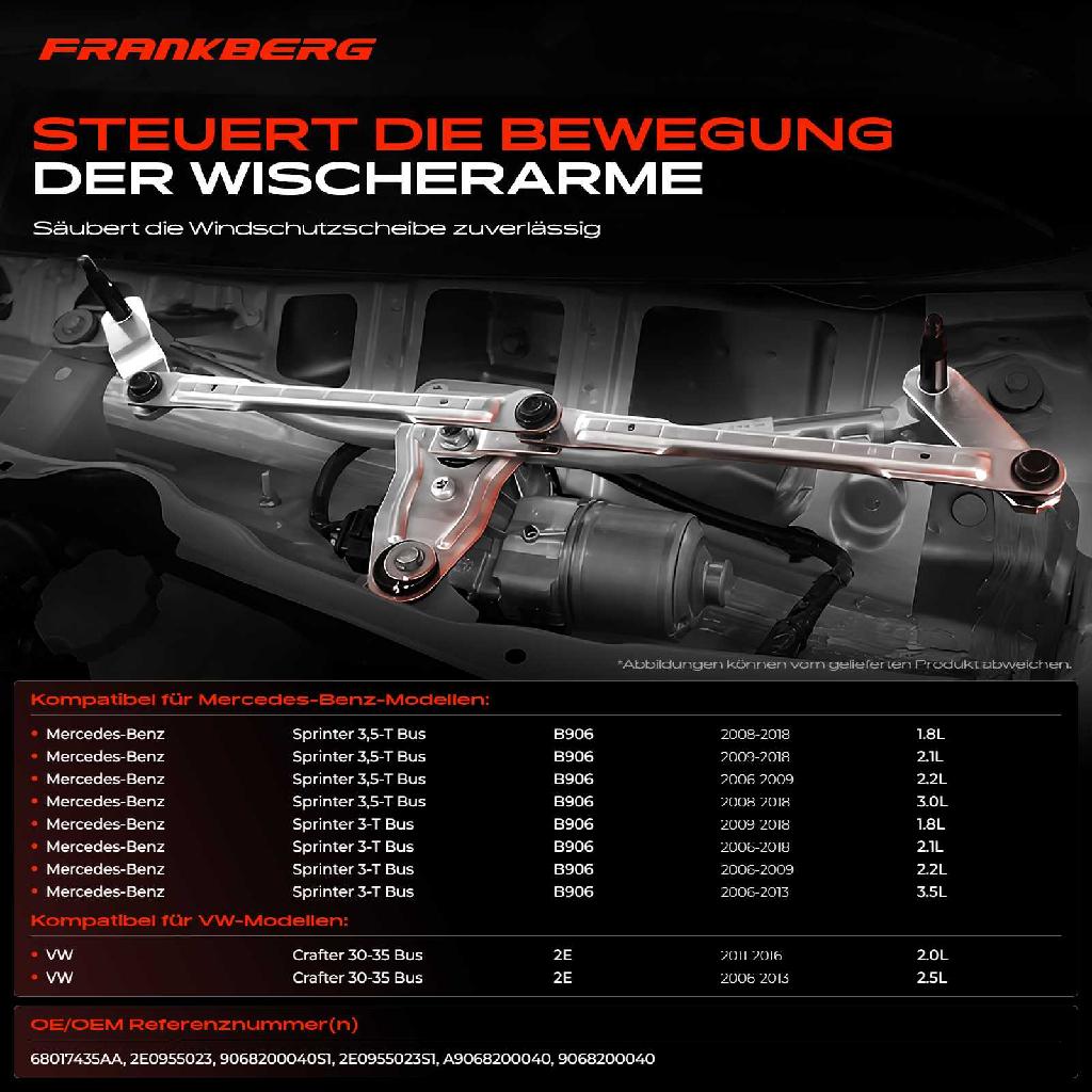 1x Wischergestänge Vorne für VW Crafter 30-35 Bus 30-50 Kasten Mercedes-Benz B906 906
