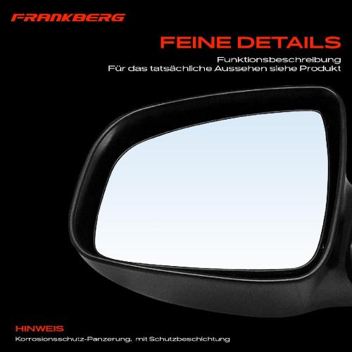 Frankberg 1x Außenspiegel Links für Dacia Logan Renault Sandero/Stepway I HS LS FS KS 2004-2020 Bild Frankberg 1x Außenspiegel Links für Dacia Logan Renault Sandero/Stepway I HS LS FS KS 2004-2020