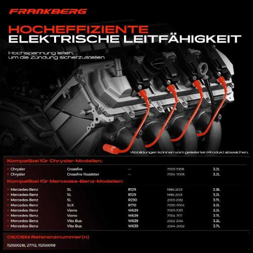 12x Zündleitungssatz Zündkabel für Mercedes-Benz W202 W203 W210 W211 S210 W639 Bild 12x Zündleitungssatz Zündkabel für Mercedes-Benz W202 W203 W210 W211 S210 W639