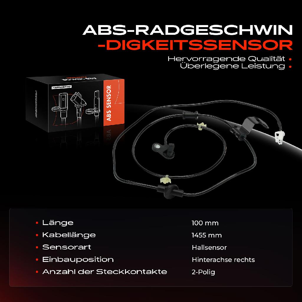 1x ABS Sensor Hinterachse rechts für Nissan Pixo UA0 1.0L Bj ab 2009