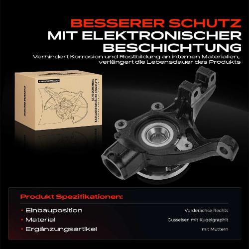 1x Achsschenkel Radlagergehäuse Komplett Vorderachse Rechts für Peugeot 307 308 Citroën Berlingo Bild 1x Achsschenkel Radlagergehäuse Komplett Vorderachse Rechts für Peugeot 307 308 Citroën Berlingo