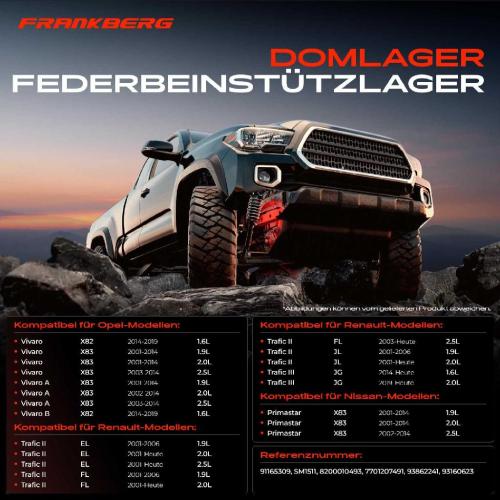 2x Domlager Federbeinstütz lager für Opel Vivaro A X83 Nissan Primastar X83 Bild 2x Domlager Federbeinstütz lager für Opel Vivaro A X83 Nissan Primastar X83