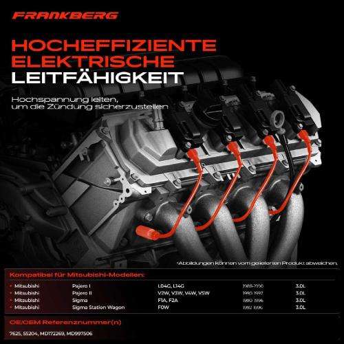 7x Zündleitungssatz Zündkabel für Mitsubishi Pajero I II V2W Sigma Station Wagon Bild 7x Zündleitungssatz Zündkabel für Mitsubishi Pajero I II V2W Sigma Station Wagon