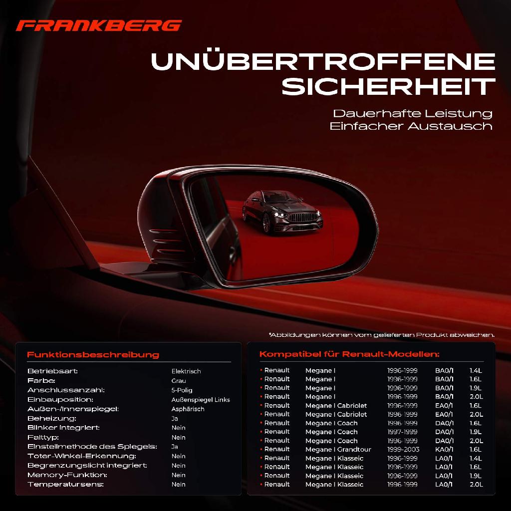 1x Außenspiegel Links für Renault Megane I Cabriolet Coach Grandtour Klasseic BA0/1