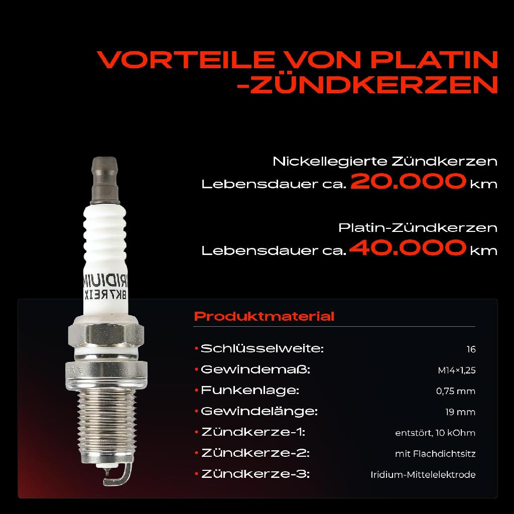 4x Zündspule Zündkerze für VW Touareg Audi A4 Avant Cabriolet A5 Sportback A6 Allroad A7 A8 Q5 Q7