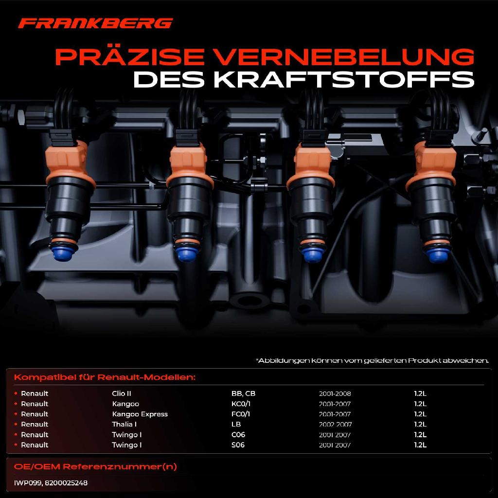 4x Einspritzventil Einspritzdüse für Renault Clio II Kangoo Twingo 1.2L