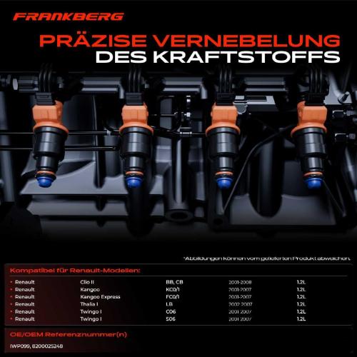4x Einspritzventil Einspritzdüse für Renault Clio II Kangoo Twingo 1.2L Bild 4x Einspritzventil Einspritzdüse für Renault Clio II Kangoo Twingo 1.2L