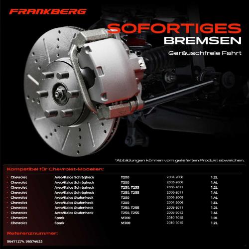 Frankberg 2x Bremsscheiben Vorderachse für Chevrolet Aveo/Kalos Schrägheck Stufenheck Spark 2003-2015 Bild Frankberg 2x Bremsscheiben Vorderachse für Chevrolet Aveo/Kalos Schrägheck Stufenheck Spark 2003-2015