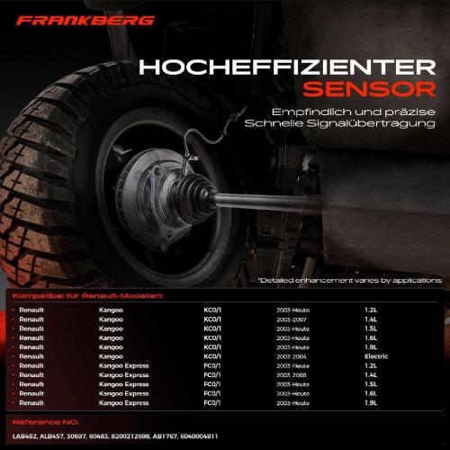 Frankberg 1x ABS Sensor Hinterachse rechts für Renault Kangoo Express 1.2L 1.4L 1.5L 1.6L 1.9L Bj ab 2003 Bild Frankberg 1x ABS Sensor Hinterachse rechts für Renault Kangoo Express 1.2L 1.4L 1.5L 1.6L 1.9L Bj ab 2003