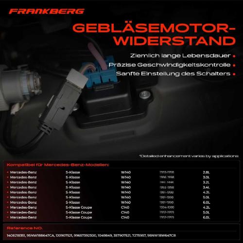 1x Widerstand Vorwiderstand Gebläsemotor für Mercedes-Benz S-Klasse W140 C140 1991-1999 Bild 1x Widerstand Vorwiderstand Gebläsemotor für Mercedes-Benz S-Klasse W140 C140 1991-1999