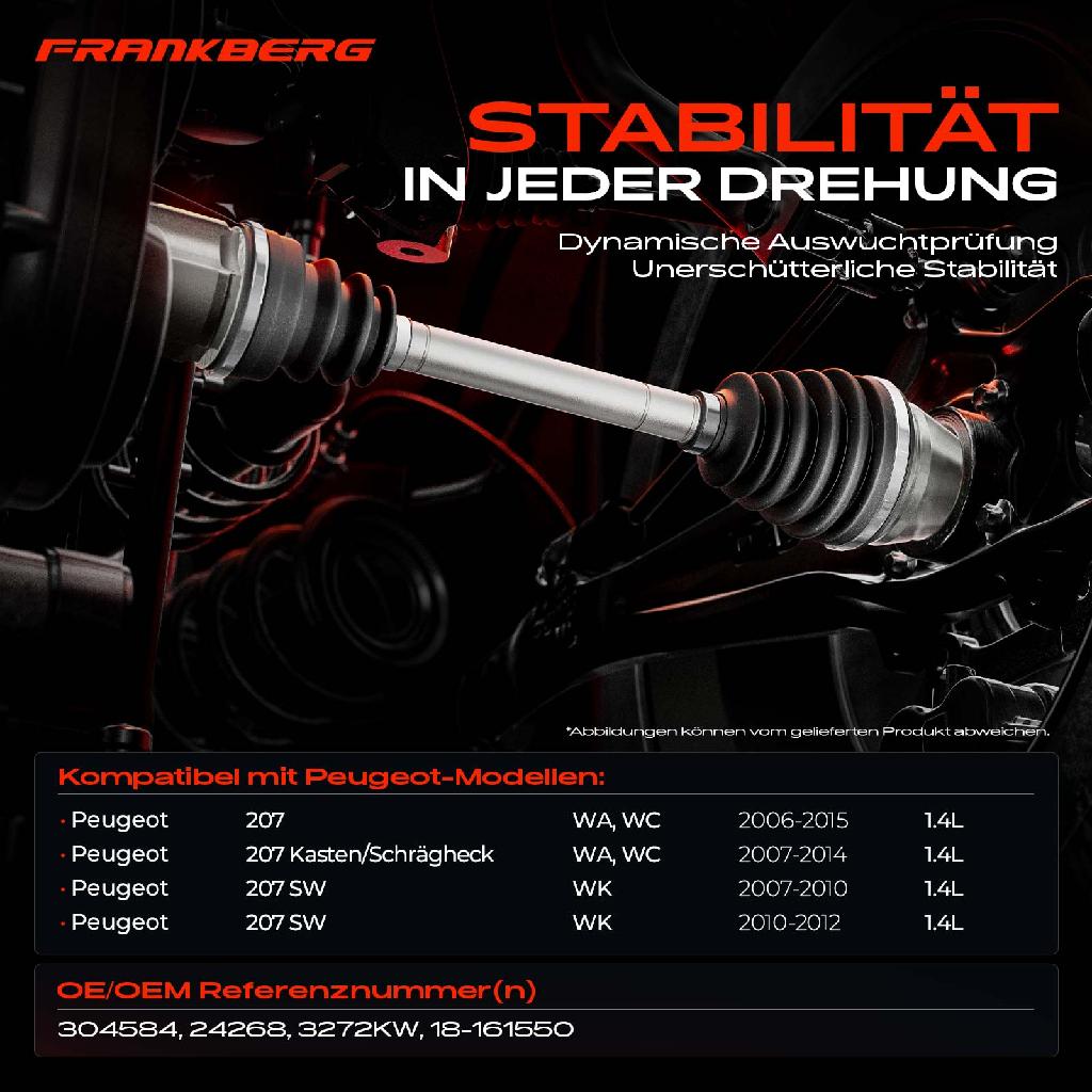 1x Antriebswelle Vorderachse Links für Peugeot 207 WA WC 1.4L 2006-2015