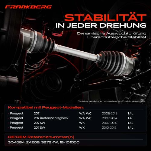 1x Antriebswelle Vorderachse Links für Peugeot 207 WA WC 1.4L 2006-2015 Bild 1x Antriebswelle Vorderachse Links für Peugeot 207 WA WC 1.4L 2006-2015