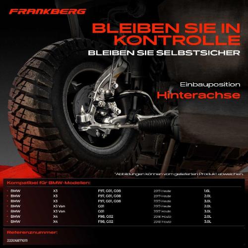 Frankberg 1x Querlenker Hinterachse für BMW X3 F97 G01 G08 X3 Van G01 X4 F98 G02 3.0L 2.0L 1.6L Bj ab 2017 Bild Frankberg 1x Querlenker Hinterachse für BMW X3 F97 G01 G08 X3 Van G01 X4 F98 G02 3.0L 2.0L 1.6L Bj ab 2017